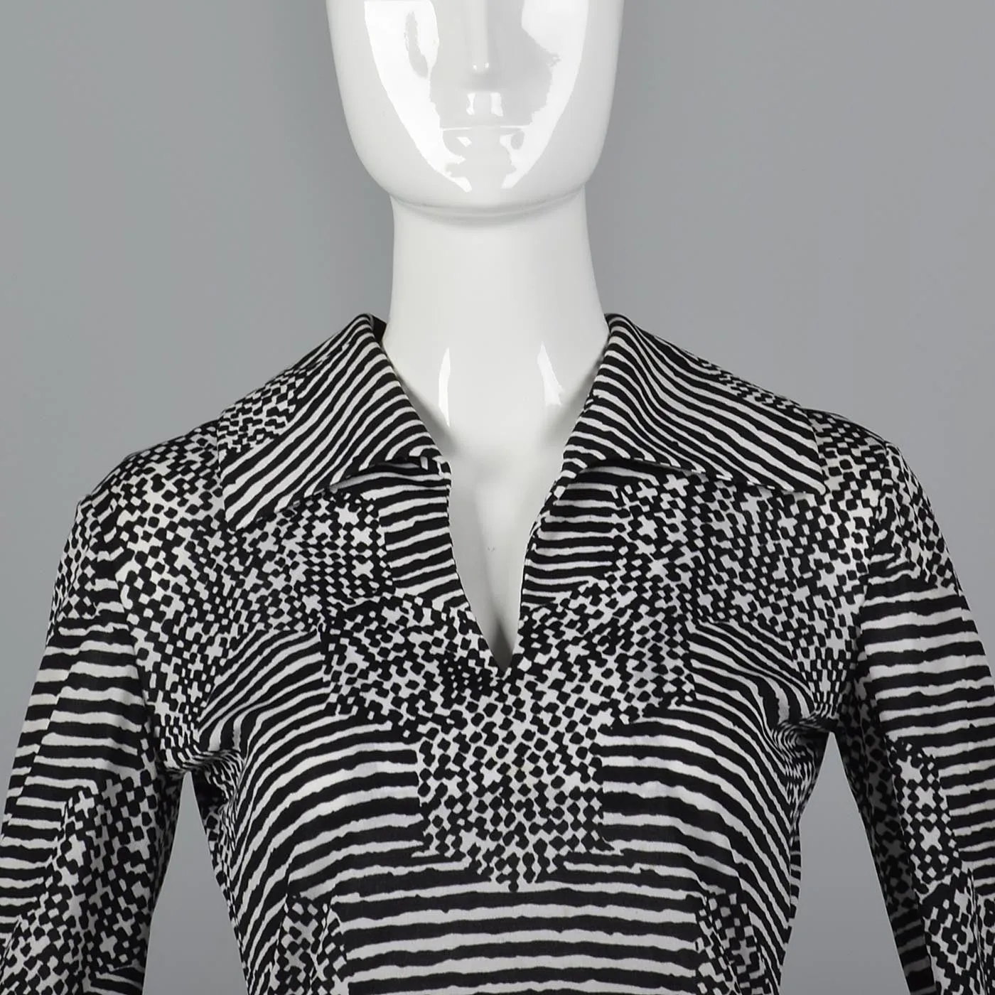 1960s La Mendola Two Piece Seprates Set in Black & White Op Art