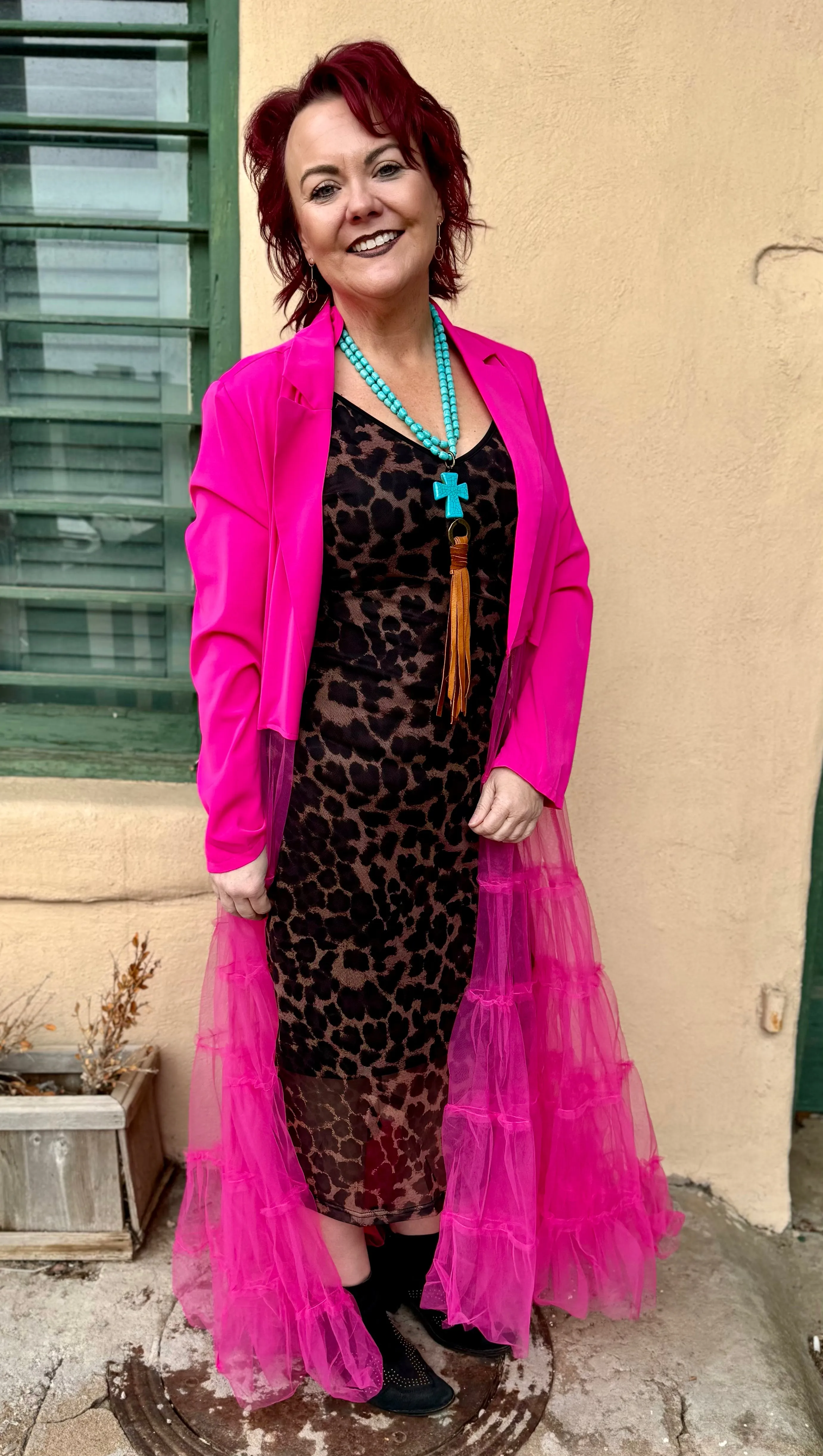 Abigail Western Duster with Tulle Mesh