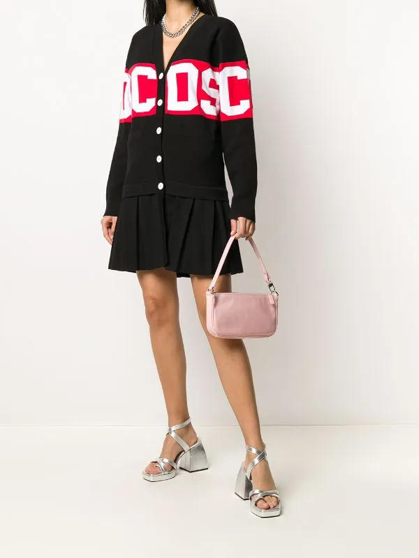 GCDS Woman Logo Sweater Cardigan Dress Black