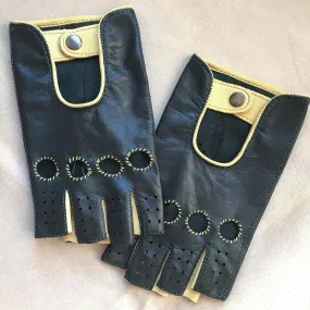 Green & Yellow Driving Cycling Fitness Leather Handmade Gloves for Ladies