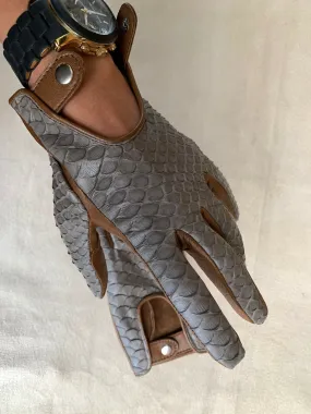Handmade Driving Real Python Leather Multi-Color Gloves for Women