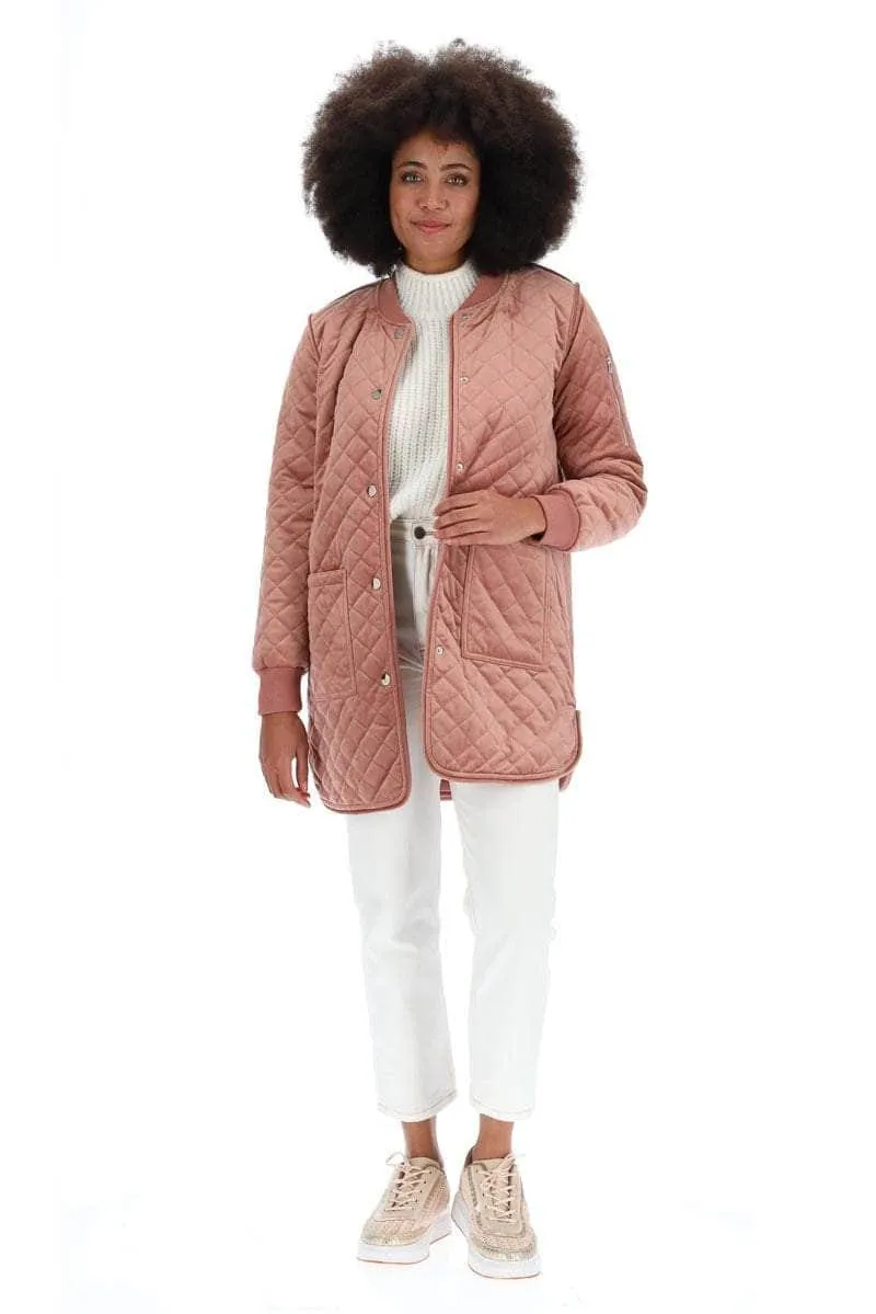 Heidi Velvet Quilted Coat Dusty Pink