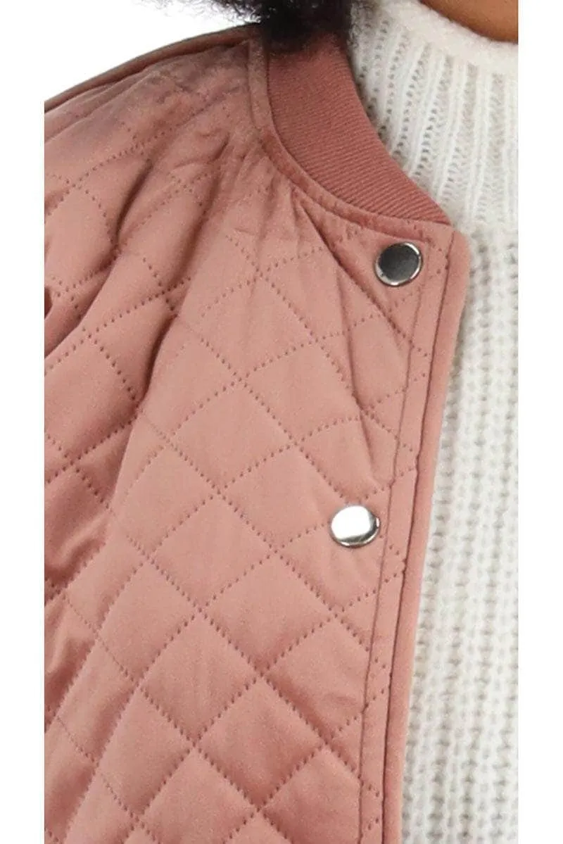 Heidi Velvet Quilted Coat Dusty Pink