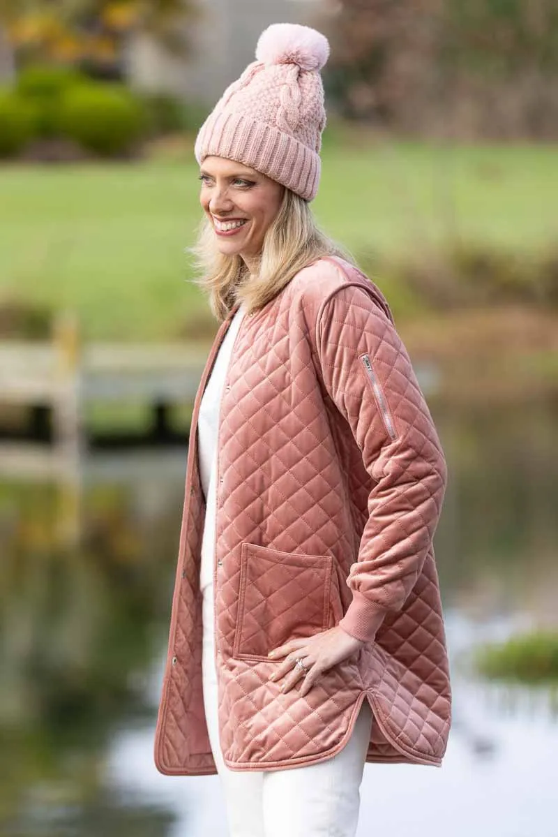 Heidi Velvet Quilted Coat Dusty Pink