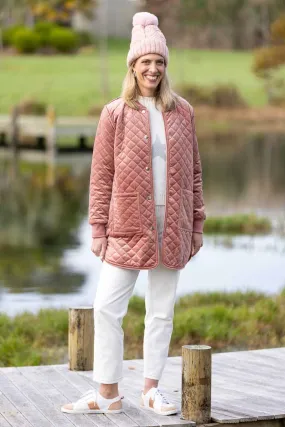 Heidi Velvet Quilted Coat Dusty Pink