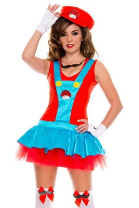 Sexy Red Super Mario Plumber Dress Costume