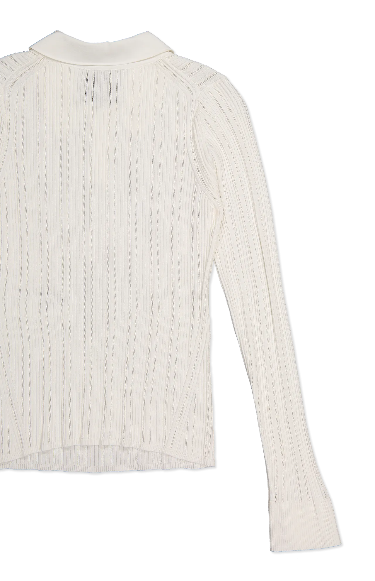 Variegated Rib Long Sleeve Polo Pullover