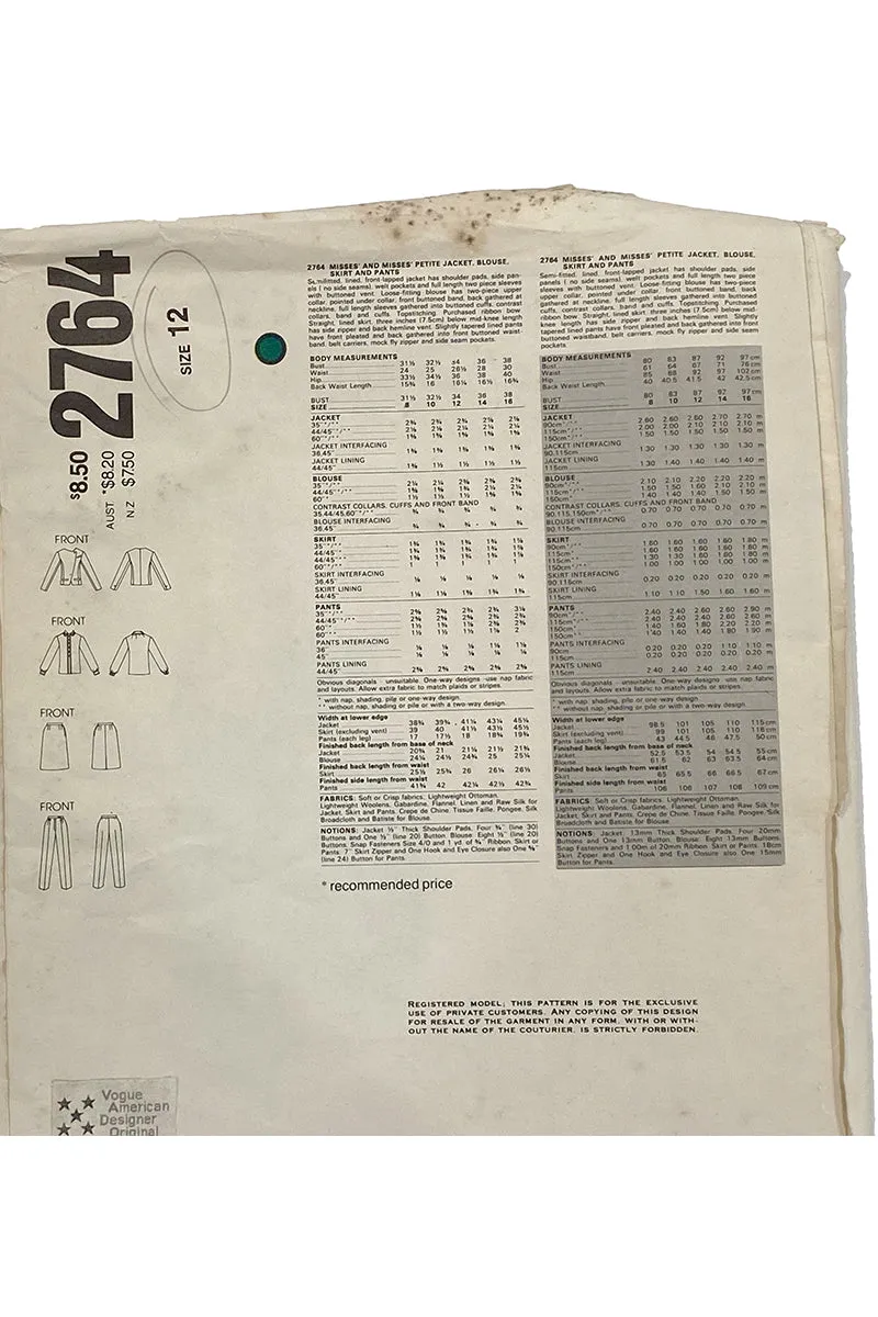 Vogue 2764 Bill Blass American Designer Vintage Sewing Pattern
